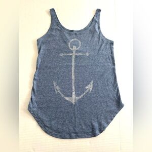 Anchor Ribbed Tank Top Medium Blue‎ Cotton Blend Women’s Size S